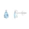 thumbnail image 1 of ANGARA Natural Claw-Set Pear 1.1 ct Aquamarine Solitaire Stud Earrings in 14K White Gold for Women (Size-7x5mm) | March Birthstone, Anniversary, Jewelry Gift for Women | Natural Aquamarine Earrings, 1 of 7