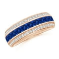 thumbnail image 1 of Angara Natural 1.1 Ct. Blue Sapphire with Diamond Non Eternity Ring in 14K Rose Gold for Women (Ring Size: 12), 1 of 10
