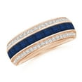 thumbnail image 1 of Angara Natural 1.1 Ct. Blue Sapphire with Diamond Non Eternity Ring in 14K Rose Gold for Women (Ring Size: 3.5), 1 of 10