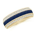 thumbnail image 1 of ANGARA Natural 1.1 Ct Square Sapphire & Diamond Half Eternity Band in 14K Yellow Gold for Women (Size-2.5mm) | September Birthstone, Anniversary, Jewelry Gift for Women | Natural Sapphire Ring, 1 of 10