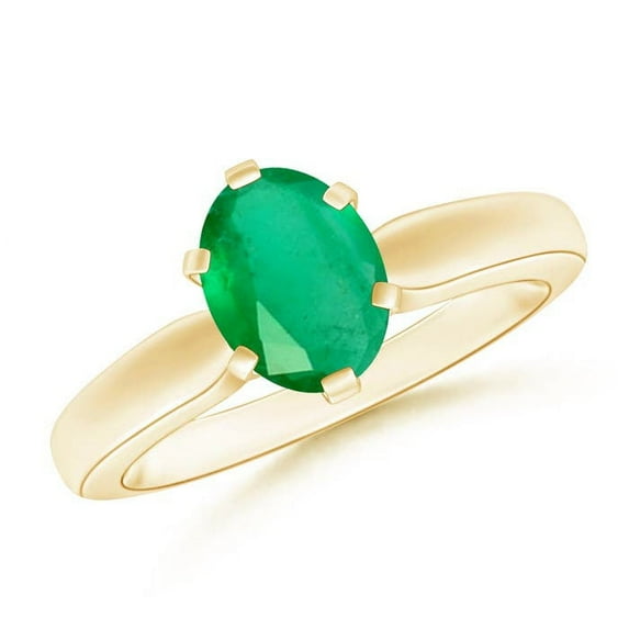 Angara Natural 1.1 Ct. Emerald Solitaire Ring in 14K Yellow Gold for Women (Ring Size: 11.5)