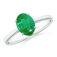 thumbnail image 1 of ANGARA Natural Oval Solitaire 1.1 ct Emerald Cocktail Ring in Sterling Silver for Women (Size-8x6mm) | May Birthstone, Birthday, Anniversary, Jewelry Gift for Women | Natural Emerald Ring, 1 of 10