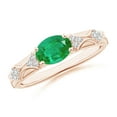 thumbnail image 1 of Angara Natural 1.1 Ct. Emerald with Diamond Classic Ring in 14K Rose Gold for Women (Ring Size: 3), 1 of 9