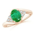 thumbnail image 1 of ANGARA Natural Oval 1.1 ct Emerald Bypass Ring with Trio Diamond Accents in 14K Rose Gold for Women (Size-8x6mm) | May Birthstone, Birthday, Anniversary, Jewelry Gift for Women | Natural Emerald Ring, 1 of 9
