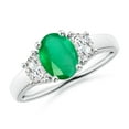 thumbnail image 1 of ANGARA Natural Three Stone Oval 1.1 ct Emerald and Half Moon Diamond Ring in 14K White Gold for Women (Size-8x6mm) | May Birthstone, Anniversary, Jewelry Gift for Women | Natural Emerald Ring, 1 of 9