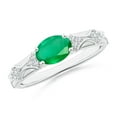 thumbnail image 1 of ANGARA Natural Oval 1.1 ct Emerald Vintage Style Ring with Diamond Accents in 14K White Gold for Women (Size-8x6mm) | May Birthstone, Anniversary, Jewelry Gift for Women | Natural Emerald Ring, 1 of 9