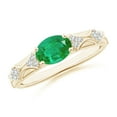 thumbnail image 1 of ANGARA Natural Oval 1.1 ct Emerald Vintage Style Ring with Diamond Accents in 14K Yellow Gold for Women (Size-8x6mm) | May Birthstone, Anniversary, Jewelry Gift for Women | Natural Emerald Ring, 1 of 9