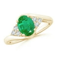 thumbnail image 1 of Angara Natural 1.1 Ct. Emerald with Diamond Classic Ring in 14K Yellow Gold for Women (Ring Size: 3.5), 1 of 9