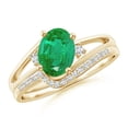 thumbnail image 1 of Angara Natural 1.1 Ct. Emerald with Diamond Classic Ring in 14K Yellow Gold for Women (Ring Size: 3), 1 of 8