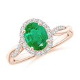 thumbnail image 1 of ANGARA Natural Oval 1.1 ct Emerald Halo Twisted Vine Ring in 14K Rose Gold for Women (Size-8x6mm) | May Birthstone, Birthday, Anniversary, Jewelry Gift for Women | Natural Emerald Ring, 1 of 10