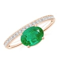 thumbnail image 1 of ANGARA Natural Oval 1.1 ct Emerald Off-Centered Solitaire Ring With Diamonds in 14K Rose Gold for Women (Size-8x6mm) | May Birthstone, Anniversary, Jewelry Gift for Women | Natural Emerald Ring, 1 of 10