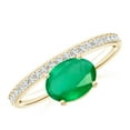 thumbnail image 1 of ANGARA Natural Oval 1.1 ct Emerald Off-Centered Solitaire Ring With Diamonds in 14K Yellow Gold for Women (Size-8x6mm) | May Birthstone, Anniversary, Jewelry Gift for Women | Natural Emerald Ring, 1 of 9