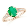 thumbnail image 1 of Angara Natural 1.1 Ct. Emerald with Diamond Vintage Inspired Ring in 14K Rose Gold for Women (Ring Size: 11.5), 1 of 11