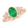 thumbnail image 1 of ANGARA Natural Vintage Style Bezel-Set Oval 1.1 ct Emerald Ring with Diamonds in 14K Rose Gold for Women (Size-8x6mm) | May Birthstone, Anniversary, Jewelry Gift for Women | Natural Emerald Ring, 1 of 9