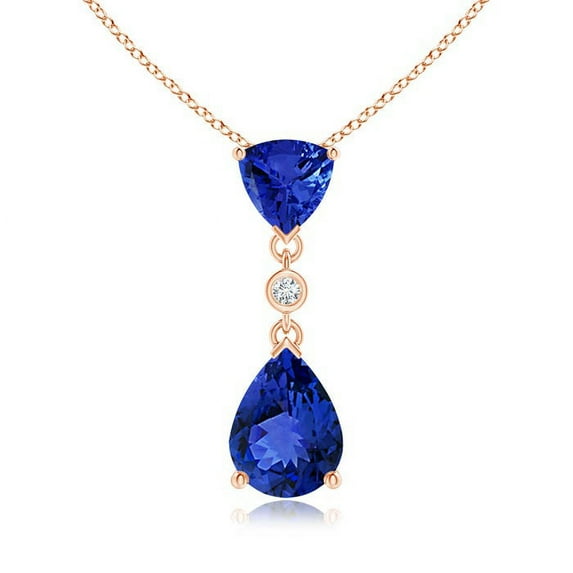 ANGARA Natural & Pear 1.1 ct Tanzanite Drop Pendant with Diamond in 14K Rose Gold for Women (Size-8x6mm) | December Birthstone, Anniversary, Jewelry Gift for Women | Natural Tanzanite Necklace