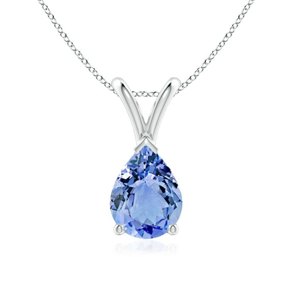 ANGARA Natural V-Bale 1.1 ct Tanzanite Solitaire Pendant in 925 Sterling Silver for Women (Size-8x6mm) | December Birthstone, Anniversary, Jewelry Gift for Women | Natural Tanzanite Necklace