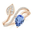 thumbnail image 1 of ANGARA Natural 1.1 ct Tanzanite and Diamond Bypass Ring with Leaf Motif in 14K Rose Gold for Women (Size-8x6mm) | December Birthstone, Anniversary, Jewelry Gift for Women | Natural Tanzanite Ring, 1 of 9