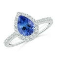 thumbnail image 1 of Angara Natural 1.1 Ct. Tanzanite with Diamond Halo Ring in 14K White Gold for Women (Ring Size: 11.5), 1 of 9
