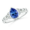 thumbnail image 1 of Angara Natural 1.1 Ct. Tanzanite with Diamond Side Stones Ring in 14K White Gold for Women (Ring Size: 3), 1 of 9