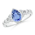 thumbnail image 1 of ANGARA Natural Bezel Set Vintage Pear 1.1 ct Tanzanite Ring with Diamonds in 14K White Gold for Women (Size-8x6mm) | December Birthstone, Anniversary, Jewelry Gift for Women | Natural Tanzanite Ring, 1 of 9