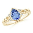 thumbnail image 1 of Angara Natural 1.1 Ct. Tanzanite with Diamond Side Stones Ring in 14K Yellow Gold for Women (Ring Size: 3.5), 1 of 9
