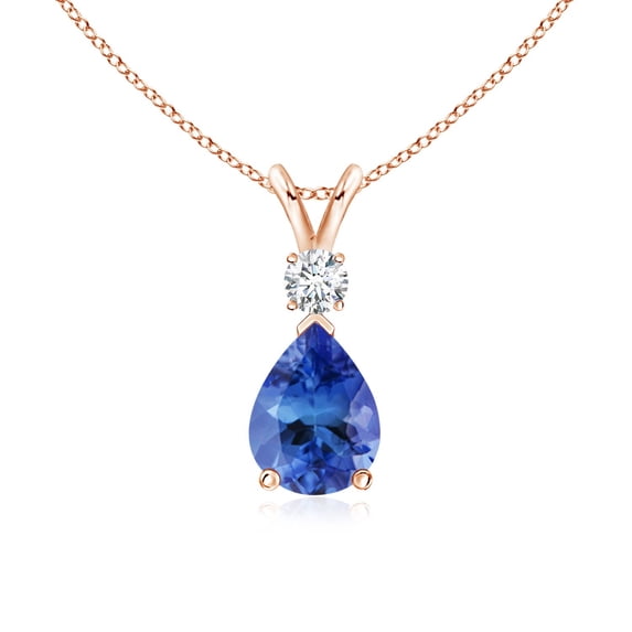 ANGARA Natural 1.1 ct Tanzanite Teardrop Pendant with Diamond in 14K Rose Gold for Women (Size-8x6mm) | December Birthstone, Birthday, Anniversary, Jewelry Gift for Women | Natural Tanzanite Necklace