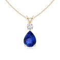 thumbnail image 1 of ANGARA Natural 1.1 ct Tanzanite Teardrop Pendant with Diamond in 14K Yellow Gold for Women (Size-8x6mm) | December Birthstone, Anniversary, Jewelry Gift for Women | Natural Tanzanite Necklace, 1 of 7