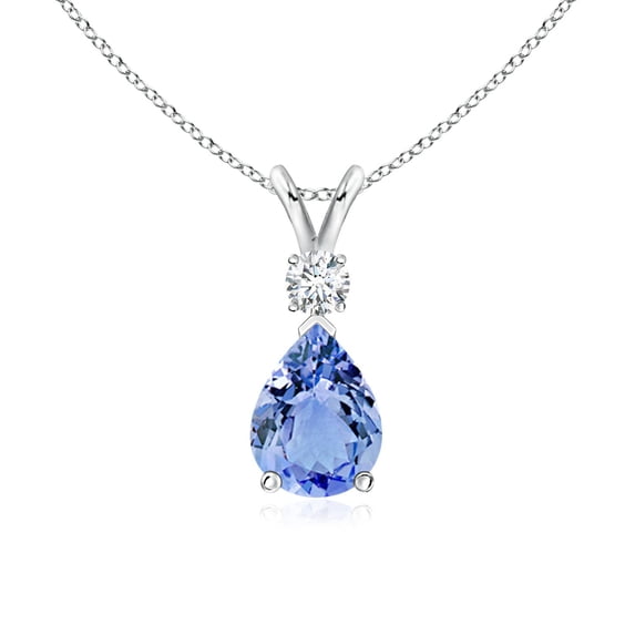 ANGARA Natural 1.1 ct Tanzanite Teardrop Pendant with Diamond in 925 Sterling Silver for Women (Size-8x6mm) | December Birthstone, Anniversary, Jewelry Gift for Women | Natural Tanzanite Necklace