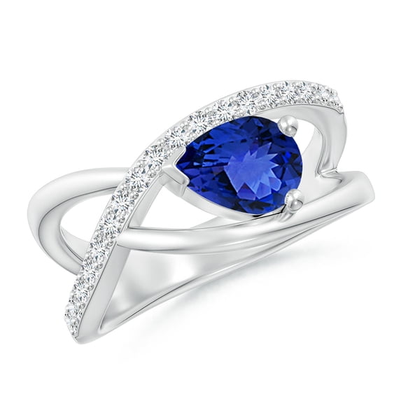 Angara Natural 1.1 Ct. Tanzanite with Diamond Solitaire Ring in 14K White Gold for Women (Ring Size: 3)