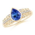 thumbnail image 1 of ANGARA Natural 1.1 ct Tanzanite Vintage Style Ring with Diamond Accents in 14K Yellow Gold for Women (Size-8x6mm) | December Birthstone, Anniversary, Jewelry Gift for Women | Natural Tanzanite Ring, 1 of 9