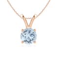 thumbnail image 1 of ANGARA Natural V-Bale Round 1.12 ct Aquamarine Solitaire Pendant in 14K Rose Gold for Women (Size-7mm) | March Birthstone, Birthday, Anniversary, Jewelry Gift for Women | Natural Aquamarine Necklace, 1 of 5