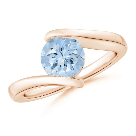 Angara Natural 1.12 Ct. Aquamarine Solitaire Ring in 14K Rose Gold for Women (Ring Size: 11.5)
