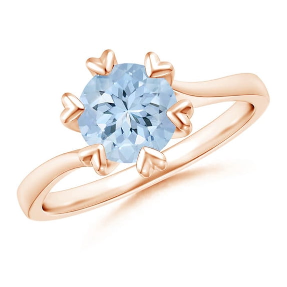 Angara Natural 1.12 Ct. Aquamarine Solitaire Ring in 14K Rose Gold for Women (Ring Size: 11.5)