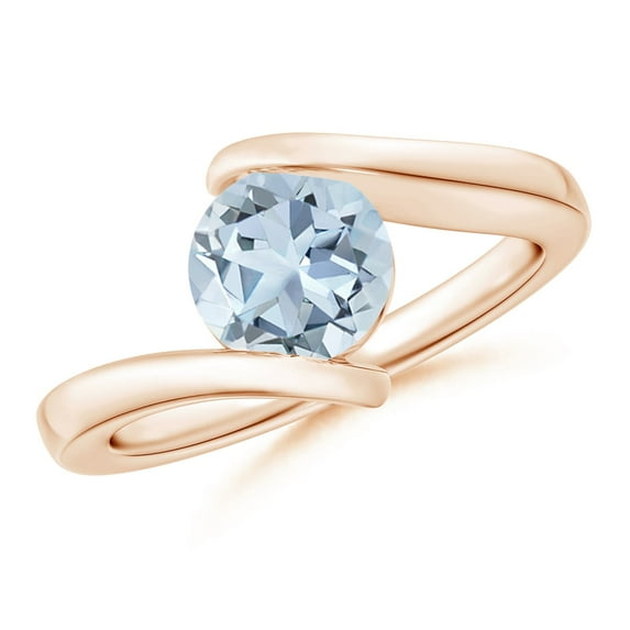 Angara Natural 1.12 Ct. Aquamarine Solitaire Ring in 14K Rose Gold for Women (Ring Size: 11)