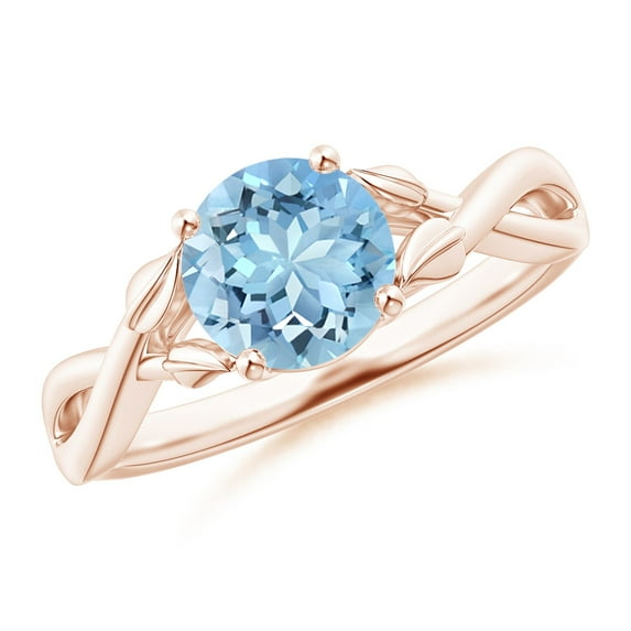 Angara Natural 1.12 Ct. Aquamarine Solitaire Ring in 14K Rose Gold for Women (Ring Size: 7)