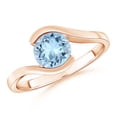 thumbnail image 1 of ANGARA Natural Semi Bezel-Set Solitaire Round 1.12 ct Aquamarine Bypass Ring in 14K Rose Gold for Women (Size-7mm) | March Birthstone, Anniversary, Jewelry Gift for Women | Natural Aquamarine Ring, 1 of 10