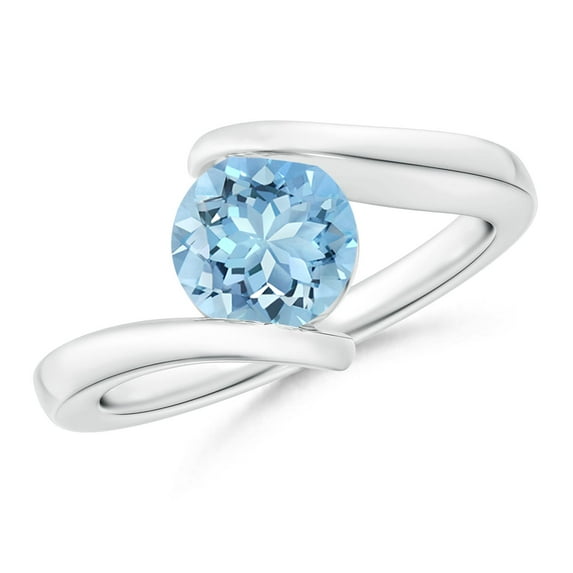 Angara Natural 1.12 Ct. Aquamarine Solitaire Ring in 14K White Gold for Women (Ring Size: 7)