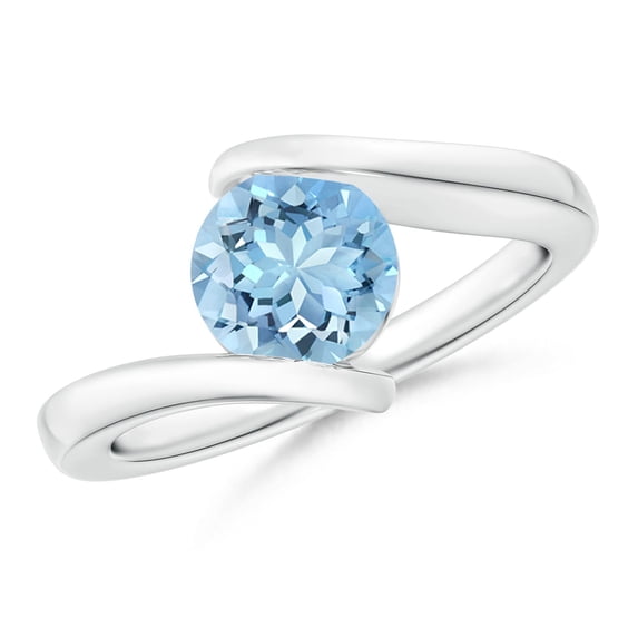 Angara Natural 1.12 Ct. Aquamarine Solitaire Ring in 14K White Gold for Women (Ring Size: 8)