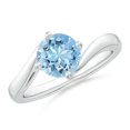 thumbnail image 1 of ANGARA Natural Classic Round 1.12 ct Aquamarine Solitaire Bypass Ring in 14K White Gold for Women (Size-7mm) | March Birthstone, Anniversary, Jewelry Gift for Women | Natural Aquamarine Ring, 1 of 7