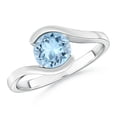 thumbnail image 1 of ANGARA Natural Semi Bezel-Set Solitaire Round 1.12 ct Aquamarine Bypass Ring in 14K White Gold for Women (Size-7mm) | March Birthstone, Anniversary, Jewelry Gift for Women | Natural Aquamarine Ring, 1 of 10