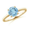 thumbnail image 1 of ANGARA Natural Prong-Set Round 1.12 ct Aquamarine Solitaire Engagement Ring in 14K Yellow Gold for Women (Size-7mm) | March Birthstone, Anniversary, Jewelry Gift for Women | Natural Aquamarine Ring, 1 of 11