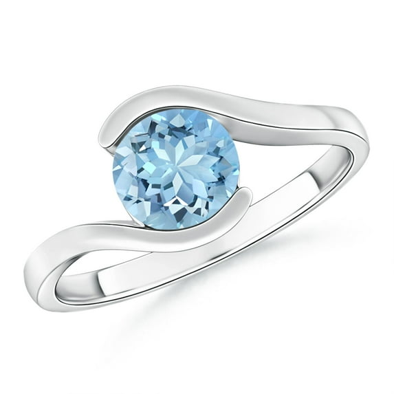 ANGARA Natural Semi Bezel-Set Solitaire 1.12 ct Aquamarine Bypass Ring in 925 Sterling Silver for Women (Size-7mm) | March Birthstone, Anniversary, Jewelry Gift for Women | Natural Aquamarine Ring