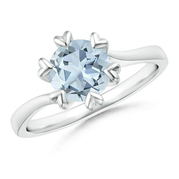 ANGARA Natural Heart Prong-Set 1.12 ct Aquamarine Engagement Ring in 925 Sterling Silver for Women (Size-7mm) | March Birthstone, Anniversary, Jewelry Gift for Women | Natural Aquamarine Ring