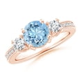 thumbnail image 1 of Angara Natural 1.12 Ct. Aquamarine with Diamond Classic Ring in 14K Rose Gold for Women (Ring Size: 11.5), 1 of 9