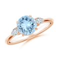 thumbnail image 1 of ANGARA Natural Round 1.12 ct Aquamarine and Diamond Three Stone Engagement Ring in 14K Rose Gold for Women (Size-7mm) | March Birthstone, Anniversary, Jewelry Gift for Women | Natural Aquamarine Ring, 1 of 10