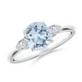 thumbnail image 1 of ANGARA Natural 1.12 ct Aquamarine and Diamond Three Stone Engagement Ring in 14K White Gold for Women (Size-7mm) | March Birthstone, Anniversary, Jewelry Gift for Women | Natural Aquamarine Ring, 1 of 9