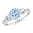 thumbnail image 1 of Angara Natural 1.12 Ct. Aquamarine with Diamond Classic Ring in 14K White Gold for Women (Ring Size: 12), 1 of 9