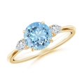 thumbnail image 1 of ANGARA Natural 1.12 ct Aquamarine and Diamond Three Stone Engagement Ring in 14K Yellow Gold for Women (Size-7mm) | March Birthstone, Anniversary, Jewelry Gift for Women | Natural Aquamarine Ring, 1 of 10