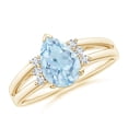 thumbnail image 1 of Angara Natural 1.12 Ct. Aquamarine with Diamond Classic Ring in 14K Yellow Gold for Women (Ring Size: 11.5), 1 of 10