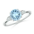 thumbnail image 1 of ANGARA Natural 1.12 ct Aquamarine and Diamond Three Stone Engagement Ring in 925 Sterling Silver for Women (Size-7mm) | March Birthstone, Anniversary, Jewelry Gift for Women | Natural Aquamarine Ring, 1 of 9